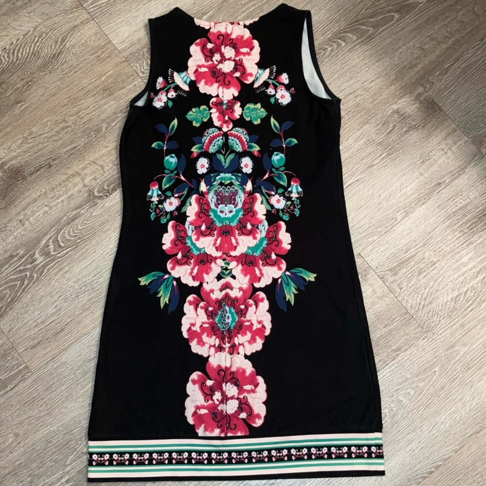 New York & Company Shift Dress Size S Black Pink Gree Floral Print - Picture 3 of 7